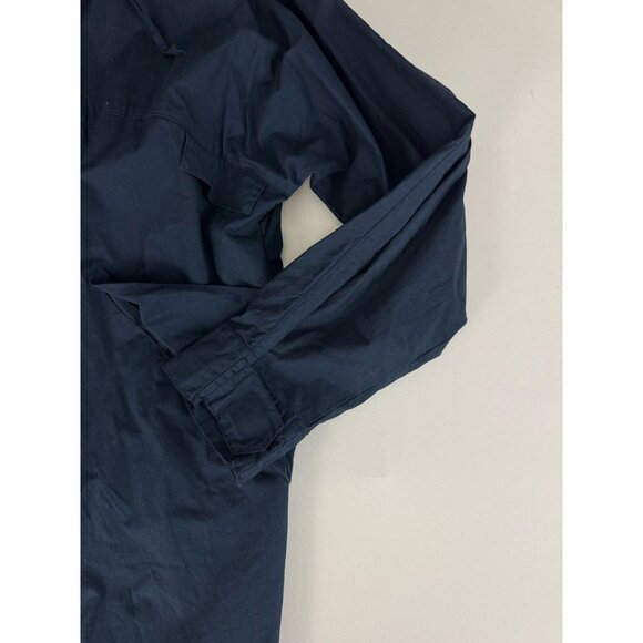 WHYRED Navy Cotton Hooded 3/4 Length Trench Coat Zip Close Sz 50 Women's XL - Picture 5 of 10